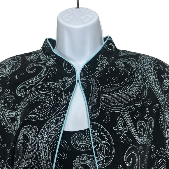 Alex Evenings 2X Black Paisley 2pc Jacket Tank Set Plus Formal Glitter - Picture 3 of 13